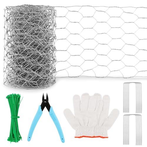 Floral Chicken Wire for Craft, 4 x 118 Inch Galvanized Iron Garden Fence Barrier Chicken Wire Netting, Galvanized Hardware Netting for Protect Plant, Preventing Snakes, Foxes