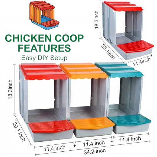 3Compartment Modular Chicken Nesting Boxes with Roll Away Design | Detachable Egg Tray; Perch Included; Modular Design Allows Individual Use or Connection of Multiple Units; Egg Collection