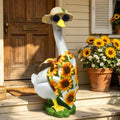 Porch Goose Statues Garden Decor, 20 "Large Resin Sculpture with Outfit | Porch Duck Weatherproof Ornament for Patio, Lawn & Yard, Ideal Housewarming & Birthday Gift for Mom, Women & Men - style: sunflower bandana goose