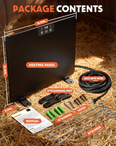 2026 Upgraded Chicken Coop Heater, 200W Chick Brooder Heating Plate with 5 Timing Function & 3 Adjustable Temp, Chicken Brooder Heater with Overheat Protection, UL-Compliant (Dark Black)
