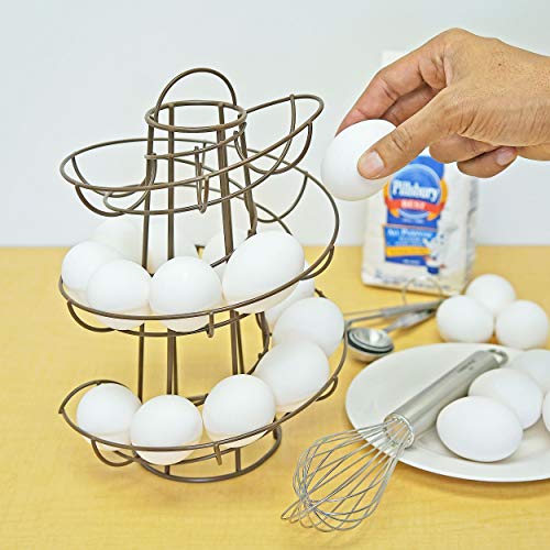 Egg Skelter Deluxe – Modern Spiraling Dispenser Rack, Brown, Stylish Kitchen Storage for Eggs - color: Brown