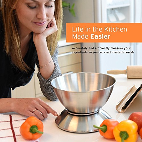 Etekcity Food Scale with Bowl, Timer and Temperature, Grams and Ounces | Stainless steel bowl with tare, temperature sensor, ideal for baking, coffee and meal prep - color: Stainless Steel-Silver