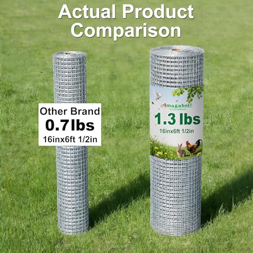 Amagabeli Ture 19 Gauge Hardware Cloth Chicken Wire Fencing 1/2 inch 16 in x 6 ft Double Galvanized Premium Heavy Duty Welded Wire for Chicken Coop Animal Cage Garden Fence Pet Screen - size: 1/2" 16"x6'