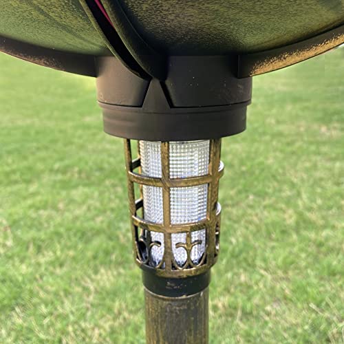 Westcharm 30 Inch Solar Powered LED Lighted Birdbath with Planter Bowl for Outdoors Yard Outside Outdoor Garden Decoration Pedestal Base Stand - Antique Bronze Polyresin Solar Bird Bath with Planter - color: Bronze, size: 30 Inch Tall