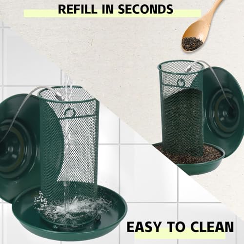 All-Metal Finch Feeder, Squirrel Resistant Nyjer Seed Bird Feeder Green | 2.5 lb capacity, powder-coated all-metal mesh resists squirrels and weather while keeping nyjer seed fresh and accessible. - color: Green, size: 2.5 LB