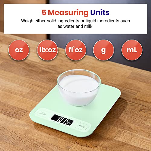 Etekcity Food Kitchen Scale, Digital Grams and Ounces, Large | Tare function, ideal for baking, weight loss, keto, meal prep, packages, liquids and jewelry, Green - color: Green