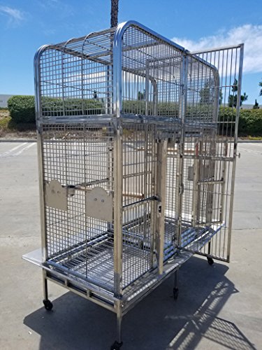 XL Size Full 304 Stainless Steel Double Macaw Cockatoo Parrot Bird Pet Breeder Cage w/Divider SUS304 Medical Grade Steel