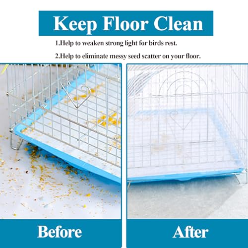 Large Bird Cage Seed Cather,Bird Cage Cover Adjustable Airy Skirt Guard | Birdcage Nylon Mesh Net for Parrot Parakeet Macaw African Round Square Cages Cover (118 * 31.5in/300 * 80cm) (White) - color: 118*31.5in-White