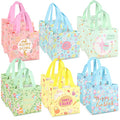 Aviski 12PCS Happy Easter Egg Hunt Bags Bunny Carrot Chick Egg Gift Bag with Handles, Easter Treat Bags, Non-Woven Gifts Wrapping, Spring Party Supplies - color: Foil Green Pink Blue Yellow