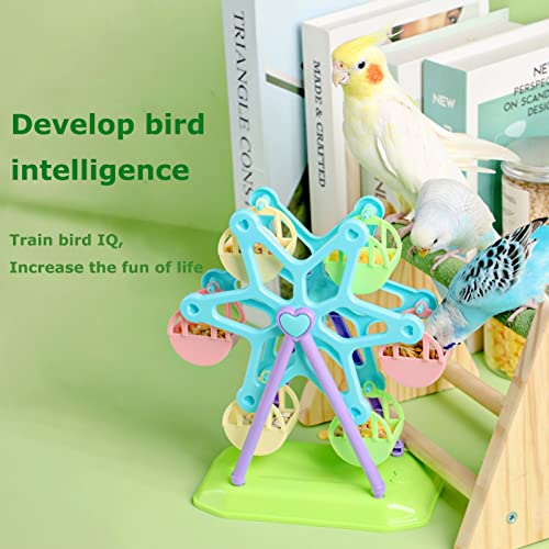 SEIS Ferris Wheel Toy for Bird with Feeder Training Parrot Food Box Birds Brain Game in Cage (Ferris Wheel)