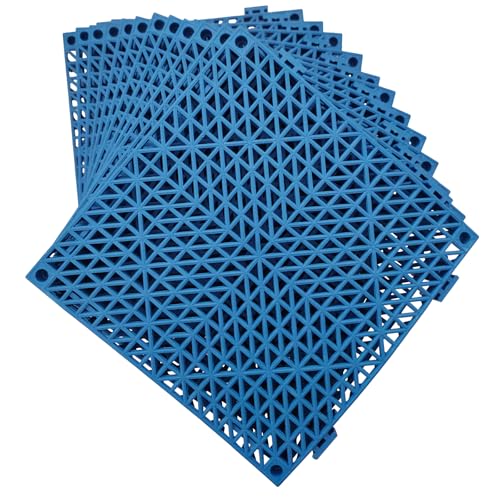 12 Pack Modular Interlocking Cushion 11.6" x 11.6" Rubber Mat Floor Tile Mats Drain Pool Patio Balcony Yard Pet Area Washer Pad(Blue) - size: blue