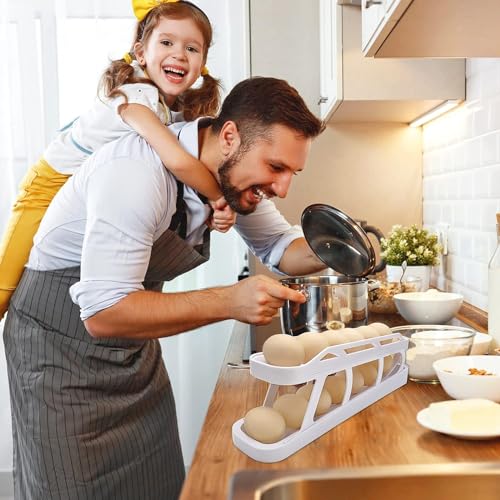 Rolling Egg Dispenser For Refrigerator, Egg Holder Space Saving Automatic Egg Storage Container Organizer For Refrigerator Kichen Cabinet