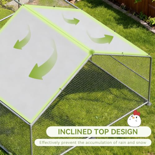 COMHOMA 19.7x10x6.6FT Large Metal Chicken Coop Walk-in Poultry Run | Galvanized Steel Outdoor Cage with Waterproof Roof & Lockable Soor. Ideal for Hens, Ducks, and Rabbits - size: 236.3"L x 120.0"W x 78.8"H