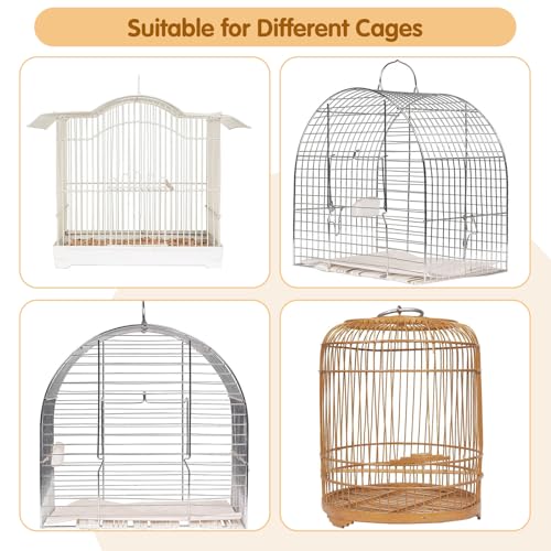 Bird Cage Seed Catcher, 45-90'' Adjustable Bird Cage Cover, Universal Nylon Bird Cage Mesh Net, Bird Cage Skirt Guard Accessories for Parrot Parakeet Macaw Round Square Cage (White) - color: White, size: Small