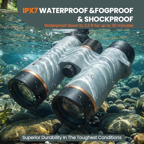 10X42 Binoculars for Adults with ED Glass, BAK4 Prism, Waterproof, Fogproof, Low Light Vision & Phone Adapter for Hunting, Bird Watching, Travel, Hiking