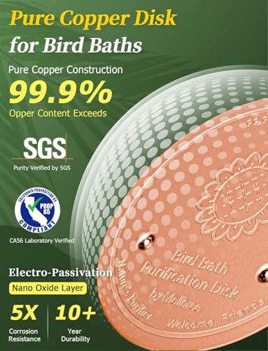 Mellbree 2-Pack Bird Bath Copper Disc, 0.6mm Reinforced 99.99% Pure Copper Cleaning Disk with Triple-Point Support for Physical Safe Clean Water, Universal Fit for Outdoor Birdbath, Bowl (Sunflower) - color: Copper Sunflower