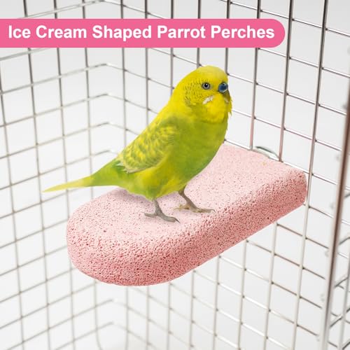 Bird Beak Grinding Stone, 3PCS Parrots Perch, Multiple Colors Platform, Nails Beak Trimmer for Bird Cage Accessories for Parrots Budgie Cockatiel Conure Lovebird Finch - color: Pink+Green+Purple