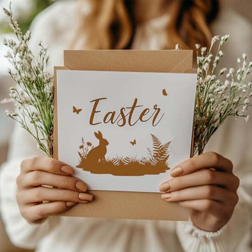 GLOBLELAND Easter Silhouettes Clear Stamps and Metal Die Cuts Bunnies Plants Transparent Stamp Spring Plant Border Cutting Dies for Card Making Embossing Scrapbooking - style: Easter Silhouette