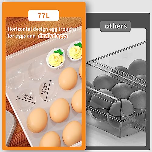 Deviled Egg Containers with Lid, (Set of 3), Plastic Egg Holder for Refrigerator for 72 Eggs, Clear Storage Deviled Egg Carrier Tray, Fridge Stackable Countertop Portable Egg Platter - color: Clear, size: 72 Eggs