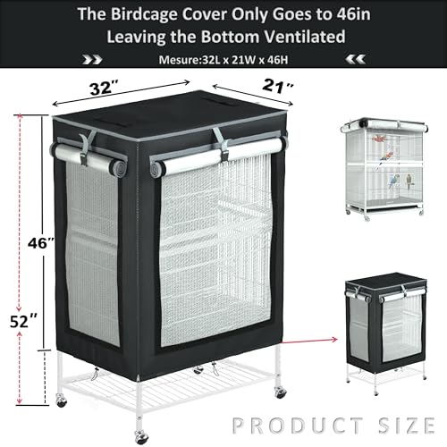 Large Bird Cage Cover - 600D Cage Covers for Night, Good Night Bird Cage Cover for Large Birdcage,Indoors or Outdoors (M) - size: 32.0"L x 21.0"W x 52.0"H