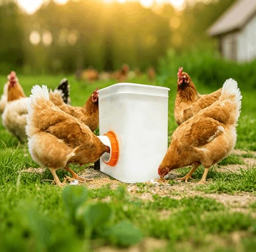 Chicken Feeder Port, 6 Chicken Feeders No Waste, 6 Lids 1 Drill Bit, Orange | Rainproof DIY Automatic Poultry Feeder Cups Kit, Common Breeds Chicken Bucket Feeder for Barrels - color: Orange, size: 6 pack