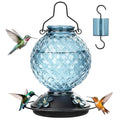 25 OZ Glass Hummingbird Feeder for Outdoors, Leak Proof Hummingbird Feeder with Ant Moat, 4 Bee Resistant Feeding Ports, Easy Clean Wide Mouth Design, Hanging Nectar Feeder, Blue - color: Blue - 25oz