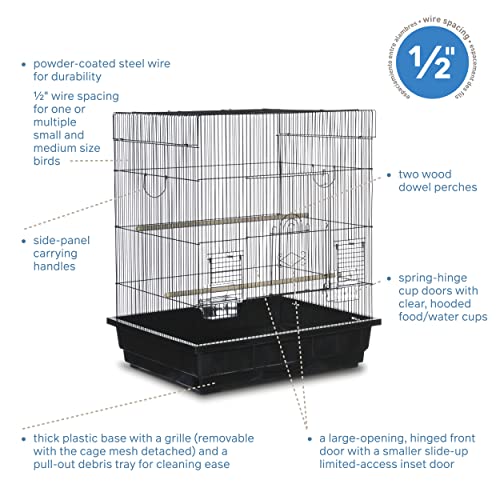 Prevue Pet Products Square Top Parakeet Cage, Black 25.0" L x 21.0" W x 29.5" H - color: Black