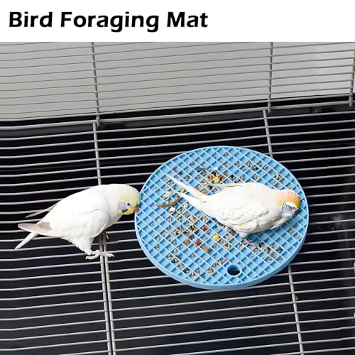 2Pcs Bird Foraging Toys, Slow Feeder Mats for Health, Dishwasher-Safe | Interactive Parrot Puzzle Toys to Increase Feeding Time, Bird Enrichment Toys for Parakeet, Cockatiel, Conure, Budgies