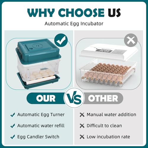 12 Eggs Incubators for Hatching with Auto Turning and Humidity Display | Temperature Monitoring，Adjustable rollers，Suitable for a variety of poultry eggs，Automatic Egg Turner