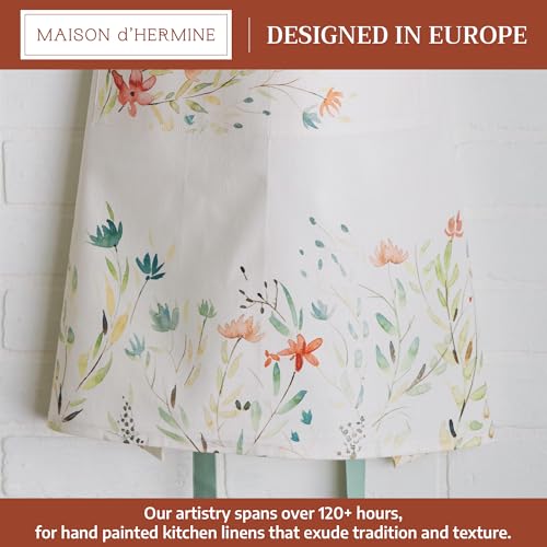 Maison d' Hermine Aprons for women with Pocket 100% Cotton (27.50"x31.50") | Adjustable Neck Strap & long ties Apron Men Chef Wedding Cooking Gardening Server Maid - color: 001 - Colmar