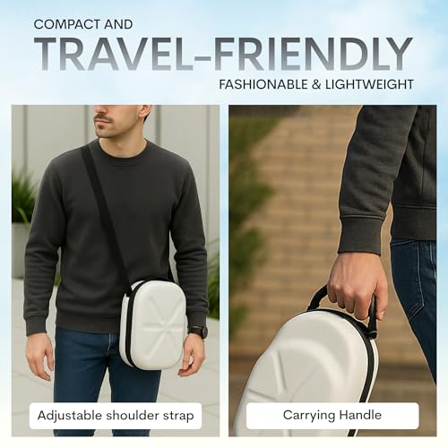 Golf Hats Baseball Caps Travel Case - Hat Carrier & Organizer | White Hard-Shell | Fits 6 Caps | Protect Hats | Ventilated EVA, Double Zipper, Handle & Strap