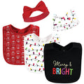Hudson Baby Unisex Baby Cotton Bib and Headband Set - color: Merry and Bright, size: One Size