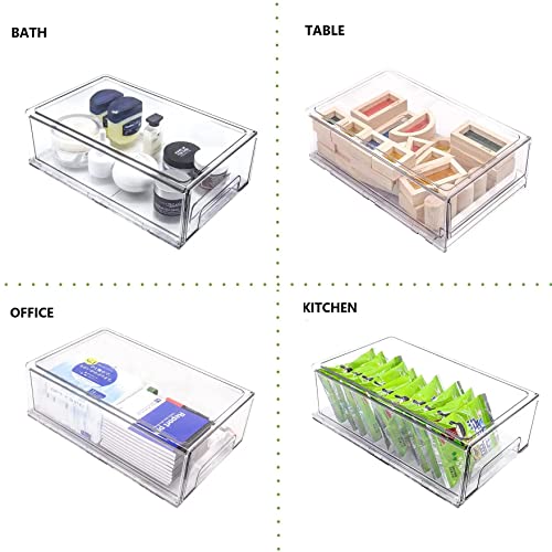 Mano 2Pack Clear Fridge Drawers Pull Out Stackable Refrigerator Drawer Organizer Bins Pantry Storage Box Plastic Food Containers for Kitchen Bathroom Office Closet (2pack-Large) - style: 2pack-L