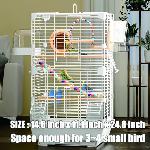 Basic Bird Cage, 24.8inch Parrot Cage (24.8" x 14.6" x 11"),Bird Cage with Ladder, Horizontal Bar, 2 Feeders, and Swing