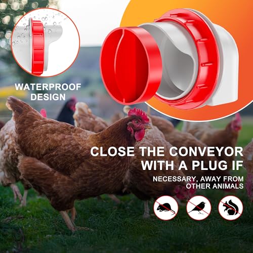ZenxyHoC No Waste Chicken Feeders and Waterers - 4 Set with Water Nipples | for Buckets Barrels Bins Troughs No Waste Chicken Feeder - size: 4 Ports and 4 Nipples Standard