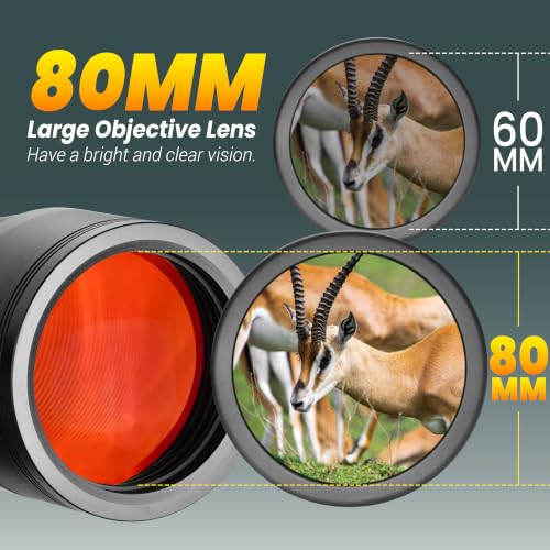 ESSLNB 20x80 Astronomy Binoculars for Adults, High Powered Stargazing Outdoor Waterproof Binoculars for Travel Bird Watching Hunting with BAK4 Prism FMC Lens Carrying Bag (Red) - color: Red