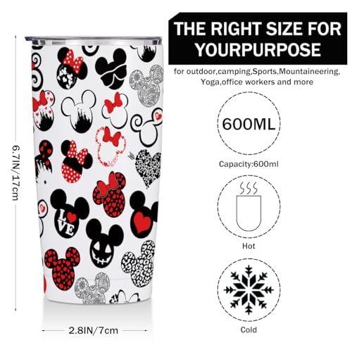 Jztco Magic Cartoon Mouse Gifts Inspired Straight Skinny 20 oz Tumbler | Mouse Themed Gifts for Women Girls Friend Daughter Water Bottle Coffee Mug Insulated Tumblers Thermal Cup for Vacation Trip - color: Multi 1298