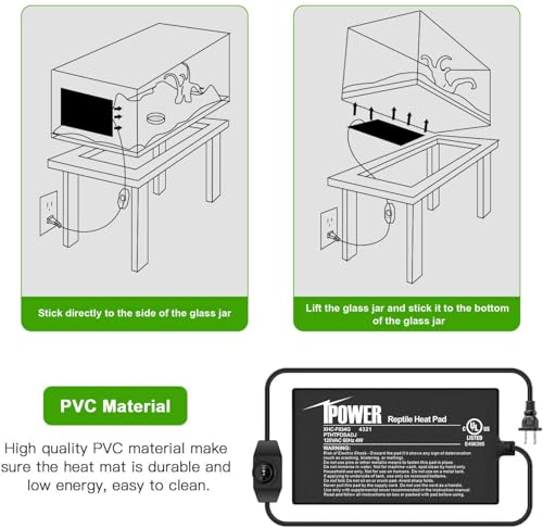 iPower 4x7 Inch Reptile Heating Pad with Adjustable Controller Knob, Under Tank Heater Mat for Turtles, Lizards, Snakes, Amphibians & Small Pets, 2 Pack - size: 4 X 7 Inch, style: 2 Pack Heat Pad with Adjustable Knob