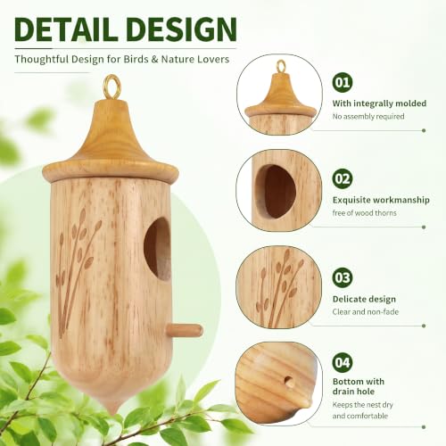 CHILDLION 3 Pack Hummingbird House, Small Hummingbird Houses for Outside, Weatherproof Wooden Hummingbird Houses for Nesting, Hanging, Gardening Gifts Home Decoration