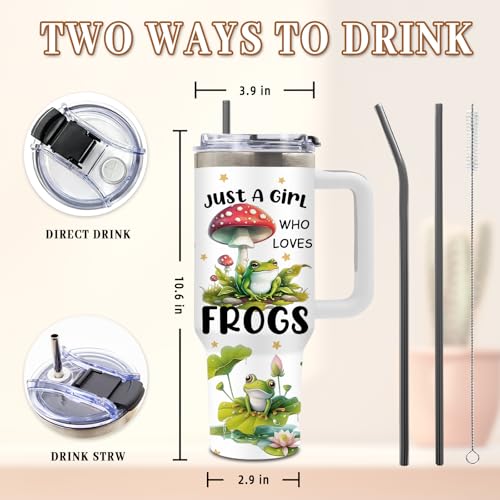DUUV Frog Tumbler 40oz, Cute Frog Cup Gifts for Women Girls | Just a Girl Who Loves Frogs Tumbler Leakproof, Animal Water Bottle, Birthday Ideal Gifts for Amphibian Toad Lover, 1 Pack - color: Mushroom Frog