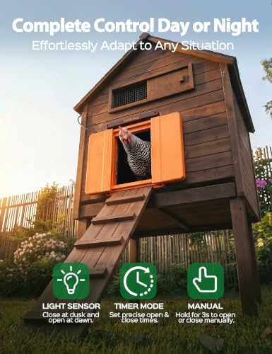 Solar Chicken Coop Door, Dual-Motor Lock, Triple Mode, USB Rechargeable | Independent Dual-Drive System, Precision Safety Logic, Reinforced ASA Structure, Stable Outdoor Performance In All Conditions