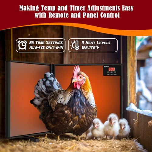Chicken Coop Heater for Winter with Remote APP Control, 30''x12'' Large Foldable Chicken Heaters Warmer Inside Coop with Adjustable Timer Temp, 180W Safe Flat Panel Radiant Heater for Chickens Coops - color: Black 2G-APP