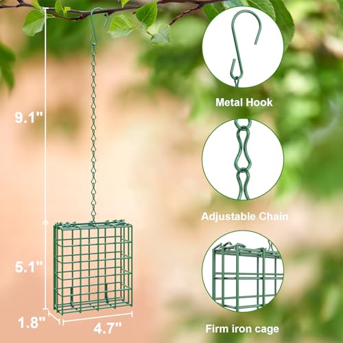 Bird Feeder for Outdoors, Suet Feeder for Outside Hanging Suet Basket Cage | 2 Pack Hanging Bird Feeder Adjustable Chain Hanging for Garden Yard Outside - Suet Cake Feeders Squirrel Proof birdfeeder - style: 2 Packs