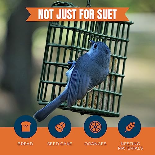 MEKKAPRO Suet Feeder Cage, Single Bird Feeder, Metal Chain, Outdoor | Single Capacity Suet Holder Recommended For Bird Feed, Ideal For Clinging Birds, Woodpeckers, And Nuthatches In Every Yard - size: Single