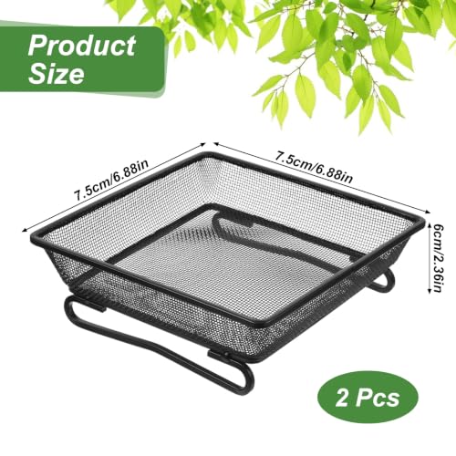 2 Pack Metal Ground Bird Feeder Tray, Platform Feeders with Drainage Holes – Weather-Resistant Mesh Seed Tray for Wild Birds, Squirrels, Doves, and Cardinals, Garden & Backyard Decoration