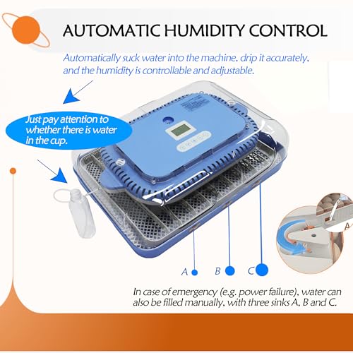 Automatic 70 Egg Incubator for Chicken Duck Bird Eggs | Automatic Egg Turning, Humidification/Temperature Control, Multifunctional