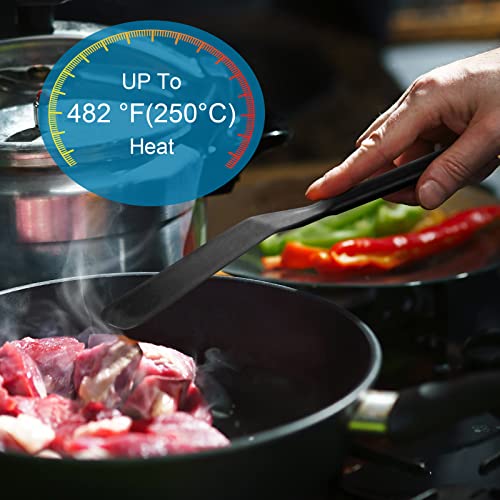 Crepe Spatula Narrow Silicone Thin Spatula Omelet Turner Multifunctional Long Heat Resistant Cooking Non Stick Pancake for Omelet Crepes Cooking Egg Burgers Pizza Pancake Steak(Black) - color: Black