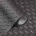 2.5mm Thickened 5Ft x 7.5Ft Garage Floor Mat Rubber Flooring Roll, Grey | 37.5sqft Diamond Plate PVC Rubber & Vinyl Flooring Roll, Non-Slip Floor Protector Mat for Garage Warehouse Basement Trailer - size: 4.9Ft x 7.5Ft-Grey