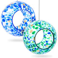 Patelai 2 Pcs Bird Feeder Mosaic Glass Hanging Bird Feeder Round Birdfeeder Fly Through Balcony Birdfeeder for Backyard Window Outdoor Garden Deck Porch Decorations, 6 Inch (Cute) - style: Cute