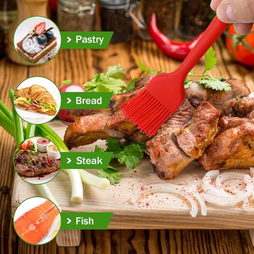 Craebuer Silicone Basting Pastry Brushes, 5 Pack Heat Resistant Cooking Brush for Oil Butter Sauce, Food Brush for BBQ Grill Barbeque Kitchen Baking Cooking